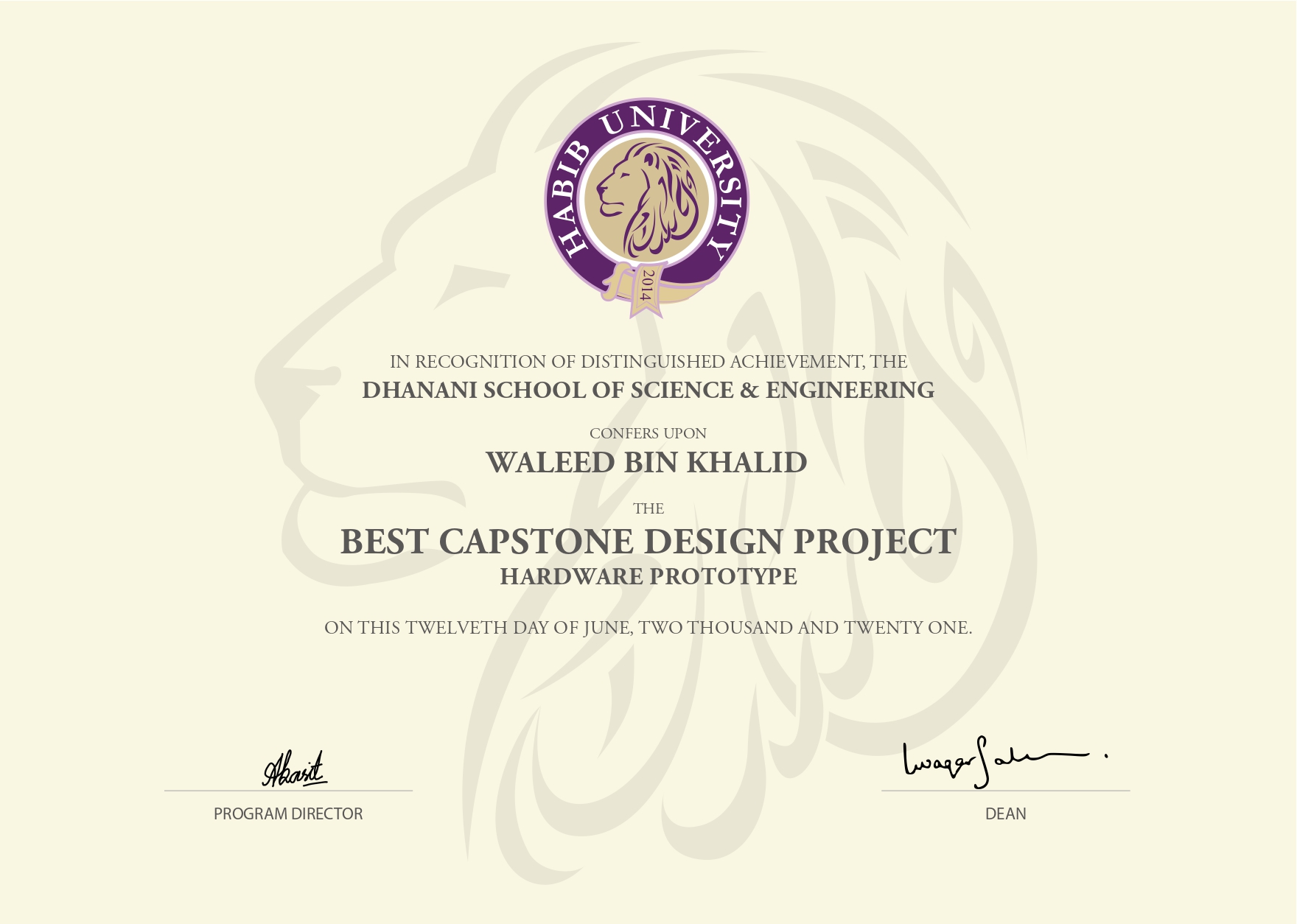 Best capstone project certificate